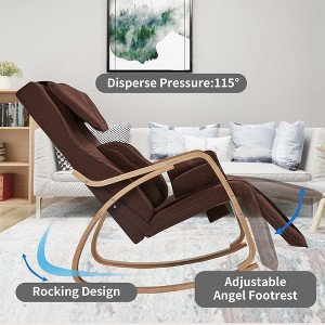 Full massage function-Air pressure-Comfortable Relax Rocking Chair, Lounge Chair Relax Chair with Cotton Fabric Cushion Brown - 1 of 4