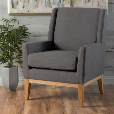 SKRAN Accent Chair for Living Room, Home or Office - Fabric Upholstered Mid-Century Modern Design, Light Grey