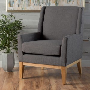 SKRAN Accent Chair for Living Room, Home or Office - Fabric Upholstered Mid-Century Modern Design, Light Grey - 1 of 4