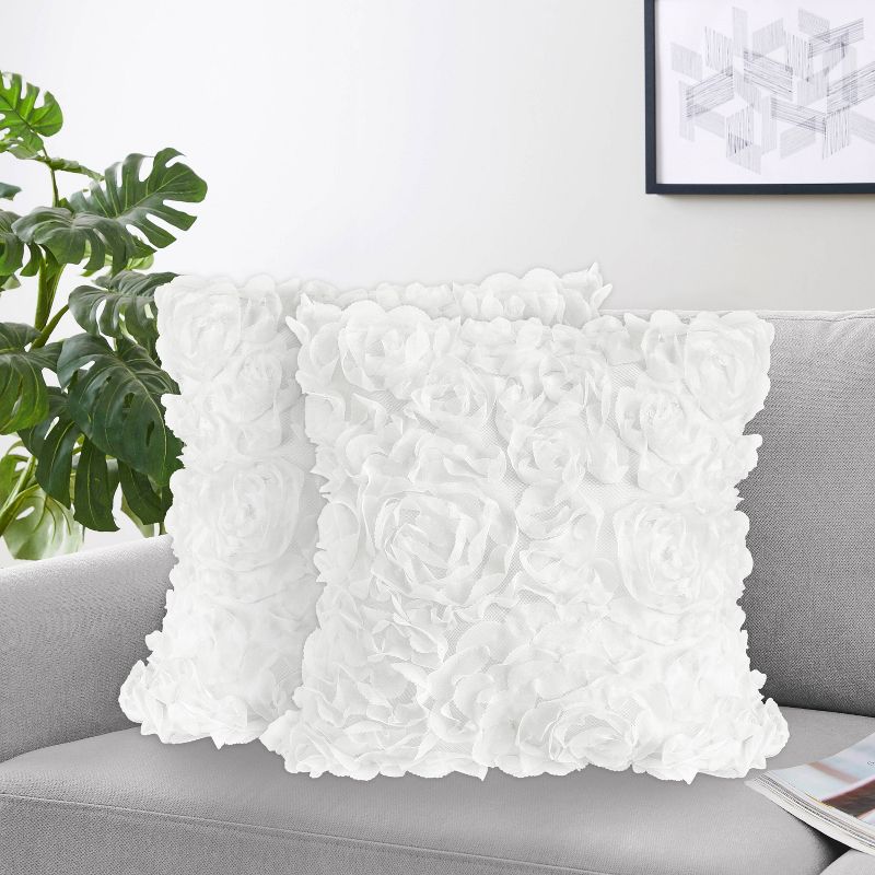 Set of 2 Rose Decorative Accent Kids&#39; Throw Pillows White - Sweet Jojo Designs, 3 of 5
