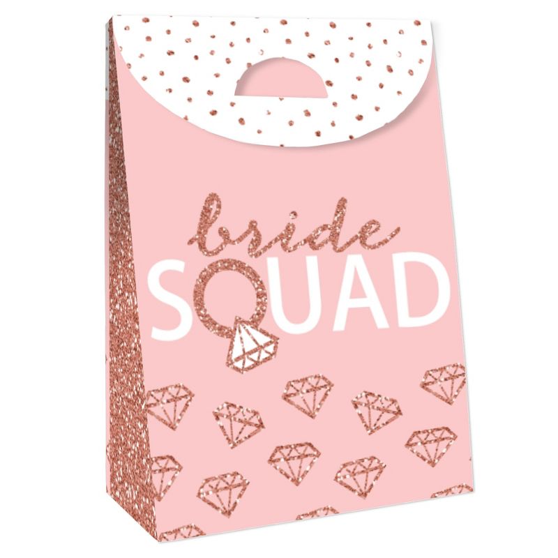 Big Dot of Happiness Bride Squad - Rose Gold Bridal Shower or Bachelorette Gift Favor Bags - Party Goodie Boxes - Set of 12, 3 of 9