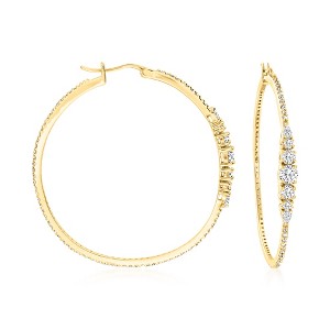 Ross-Simons 1.70 ct. t.w. CZ Hoop Earrings in 18kt Gold Over Sterling - 1 of 4