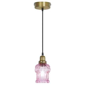 River of Goods 4.5" 1-Light Delphine Glass and Metal Pendant Pink
