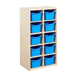 ECR4Kids Streamline 10 Cubby Tray Cabinet with 10 Scoop Front Storage Bins, 5x2, Natural - 1 of 4