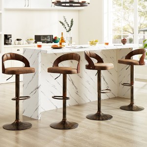 VECELO Swivel Bar Stools Height Adjustable Wooden Barstools, Set of 2 Seats - 1 of 4