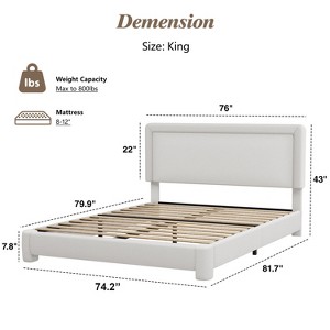 Vipbear Boucle Bed Frame,Upholstered Bed Frame With Headboard, Surface Cover Soft Cloud Bed Frame Easy Assembly, No Box Spring Required - 1 of 4