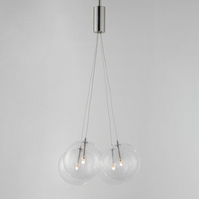 Satin Nickel Clear Glass 4-Light LED Pendant