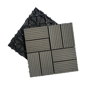 Gulches 20pcs Wood Deck Tiles , Composite Decking Resist Rust, Water, Weather, Indoor&Outdoor, DIY Interlocking Decking Tiles, Floor Tile, Dark Grey - 1 of 4