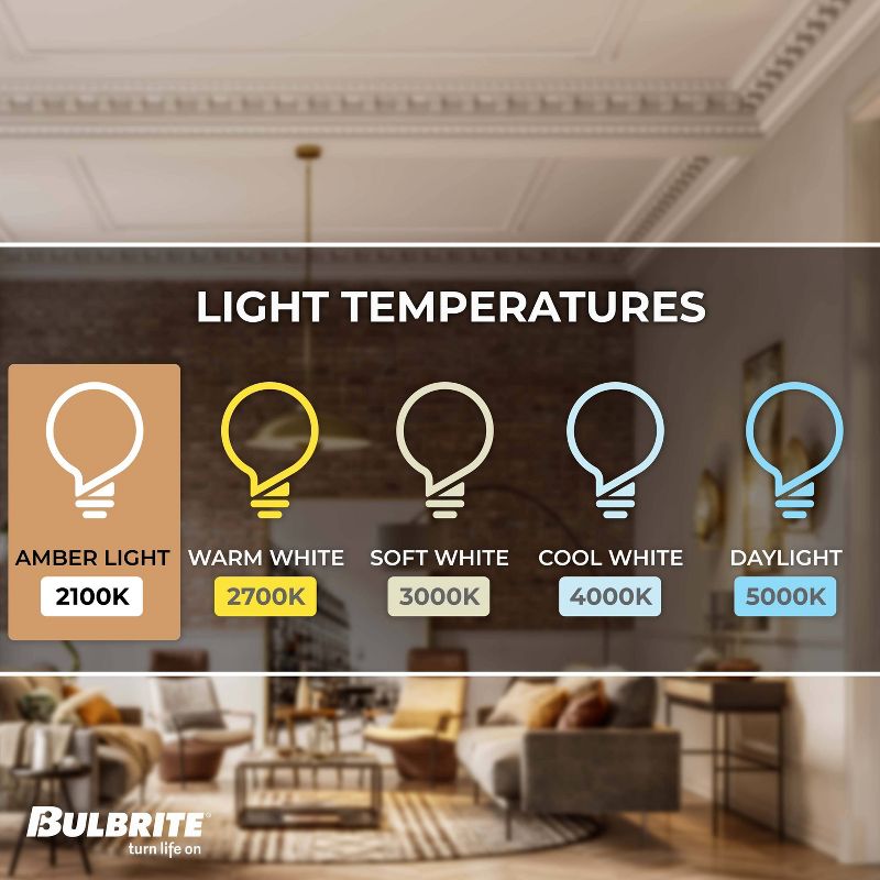 Bulbrite Set of 4 40W T14 Incandescent Dimmable Light Bulbs 2200K E26, 5 of 8