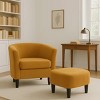 SEVOBAL Accent Chairs Chenille Barrel Armchair Modern Side Chair Swivel Accent Chair with Ottoman Set for Room, Yellow, 26.8"*24.4"*26.6" - 3 of 4