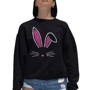 LA Pop Art Women's Word Art Crewneck Sweatshirt - Bunny Ears - 1 of 4