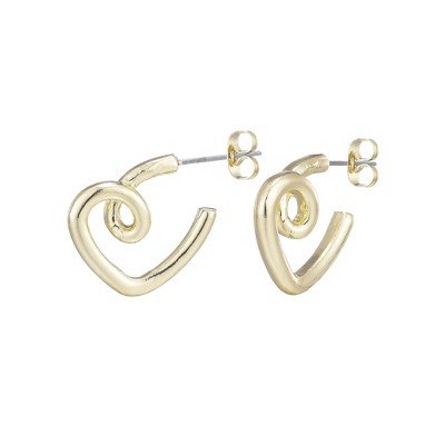 Adornia Gold Plated Crystal Lined Heart Hoops
