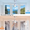52 inch Solid Wood Ceiling Fan with Lights and Remote Low Profile Outdoor Indoor Modern 3 Blade Fan for Living Room Bedroom Farmhouse Patio - 2 of 4
