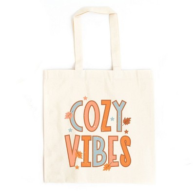 City Creek Prints Cozy Vibes Distressed Canvas Tote Bag - 15x16 - Natural