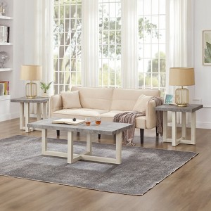 Roundhill Furniture Luno 3-Piece Coffee Table Set, Coffee Table and Two End Tables - 1 of 4