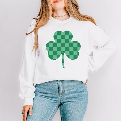 Simply Sage Market Women's Graphic Sweatshirt Checker Shamrock