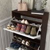 Okak Shoe Cabinet, Shoe Organizer 3 White Panel Flip Drawers, Freestanding Shoe Rack for Entryway, Living Room, Hallway, Walnut - 4 of 4