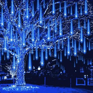 12 Inch 8 Tubes Meteor Shower Lights Outdoor Christmas Lights UL Certified Falling Rain Drop Snowfall Icicle Cascading String Light for Xmas Holiday - 1 of 2