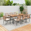 Tangkula 9 PCS Patio Dining Set Rectangular Dining Table w/ Acacia Wood Top Umbrella Hole - 2 of 4