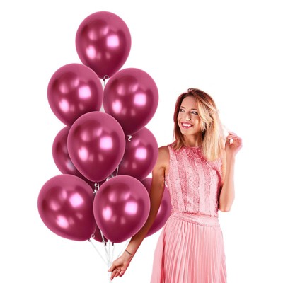 Treasures Gifted Red Chrome Balloons - 12 Inch Latex Balloons - 36 Pack