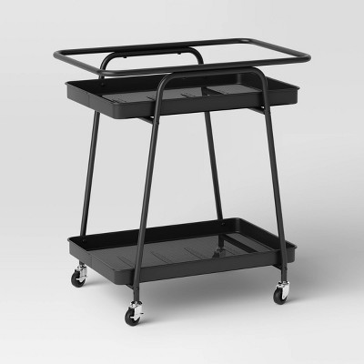 Metal Mesh Rolling Patio Bar Cart Black - Room Essentials&#8482;_3