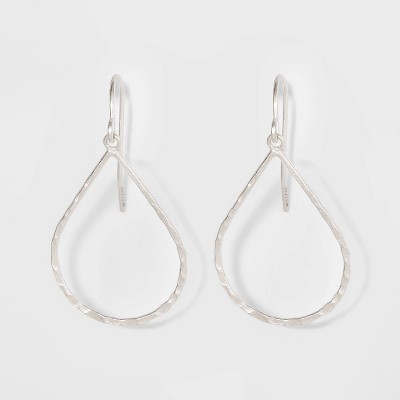 Sterling Silver Hammered Teardrop Drop Earrings - Universal Thread™ Silver