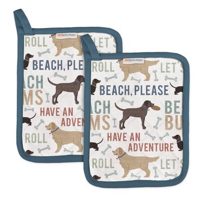 2pk Cotton Designer Beach Bums Kitchen Potholders - MU Kitchen