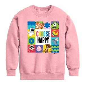 Boys' - Disney - Choose Happy Grid Graphic Long Sleeve Fleece Sweatshirt - 1 of 3