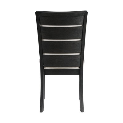 Transitional Cream and Black Upholstered Side Chair with Wooden Slats