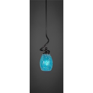 Toltec Lighting Capri 1 - Light Pendant in  Dark Granite with 5" Turquoise Fusion Shade - 1 of 1