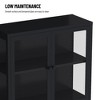 Glass Display Cabinet with Doors, 4-Tier Adjustable Shelves and Feet Modern Bookshelf Cabinet Cold-Rolled Steel Storage Cabinet Black - 4 of 4
