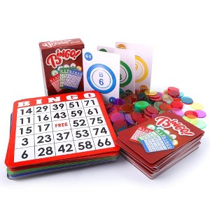 GSE Bingo Game Set with 50/100 Bingo Cards, 500/1000 Colorful Bingo Chips & Deck Bingo Calling Cards - 1 of 4