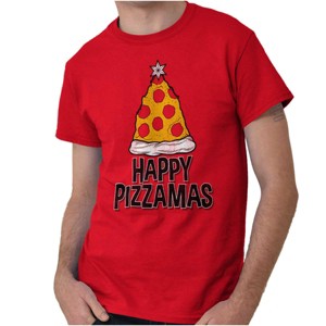 Funny Christmas Happy Pizzamas Pizza Graphic T Shirt Men or Women Brisco Brands - 1 of 4