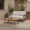 LuxenHome Outdoor Acacia Wood with Rope Sides Club Loveseat with Cushions and Coffee Table - 2 of 4