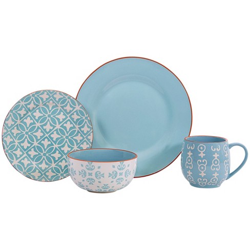 Baum Bros. 16pc Stoneware Miranda Dinnerware Set Turquoise Target