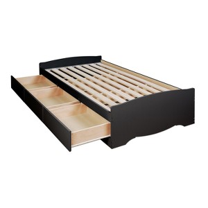 3 Drawers Mate's Twin XL Platform Storage Bed Black - Prepac: College Student Essential, No Box Spring Required - 1 of 4