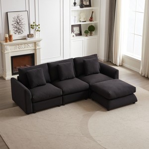 TIRAMISUBEST Modular Sofa with Free Combination Ottoman, Sleeper Chaise Lounge Couch with 3 Pillows - 1 of 4
