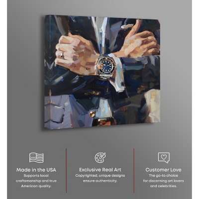 12" x 12" Blue and Brown Canvas Wall Art with Businessman Theme