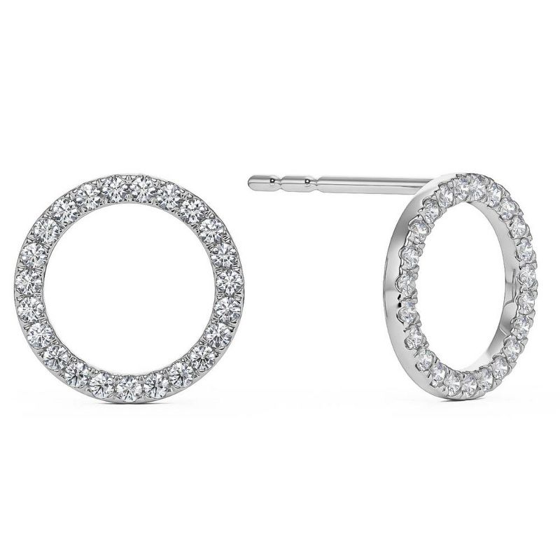 Pompeii3 1/4Ct Circle Diamond Earrings in White, Yellow, or Rose Gold Lab Created, 2 of 4