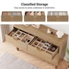 Modern Wooden 5 Drawer Dresser with Vintage Pattern Design, Tall Dresser with Deep Drawers for Bedroom, Living Room and Entryway, Oak and Gold - 4 of 4