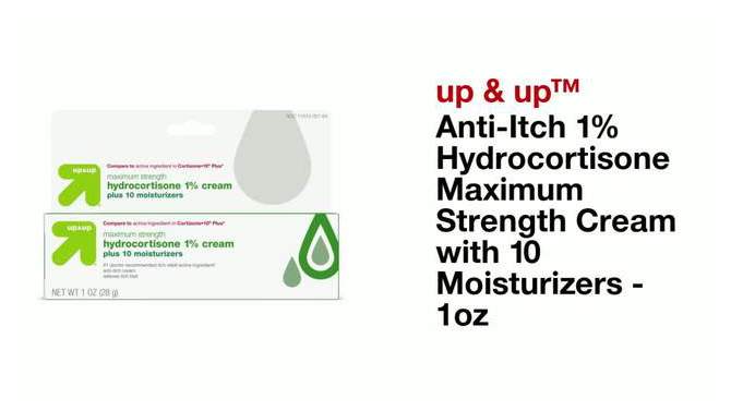 Anti-Itch 1% Hydrocortisone Maximum Strength Cream with 10 Moisturizers - 1oz - up &#38; up&#8482;, 2 of 8, play video
