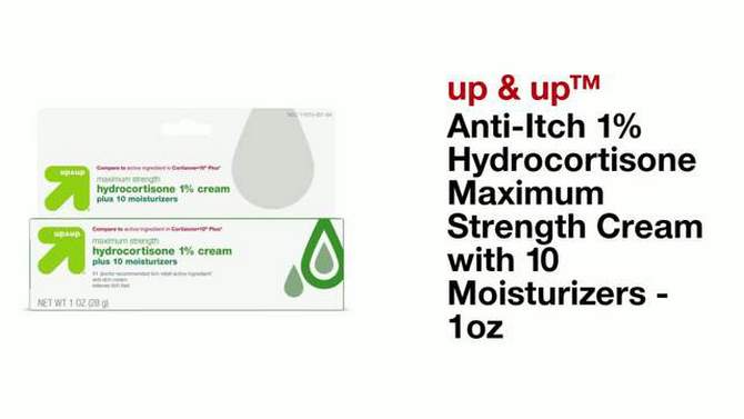 Anti-Itch 1% Hydrocortisone Maximum Strength Cream with 10 Moisturizers - 1oz - up &#38; up&#8482;, 2 of 8, play video