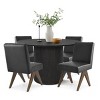 5-Piece Round Dining Table Set, 46'' Black Wood Pedestal Table with 4 Faux Leather Upholstered Chairs, Modern Kitchen & Dining Room Set-Maison Boucle - 2 of 4