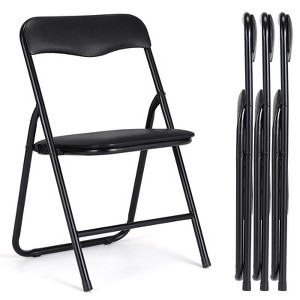 Metal Folding Chairs and Table, Leather Padded Folding Chairs with Comfortable Cushion and Durable Steel Frame for Eating, Reading, Playing - 1 of 4