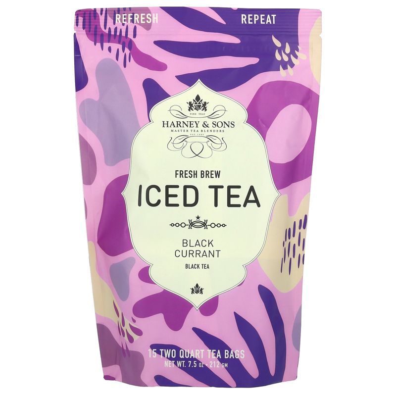 Harney & Sons Fresh Brew Iced Tea, Black Currant Black Tea, 15 Tea Bags, 7.5 oz (212 g), 1 of 3