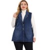 Agnes Orinda Women's Plus Size Sleeveless Buttons Notched Collar with Pockets Demin Vests - 4 of 4