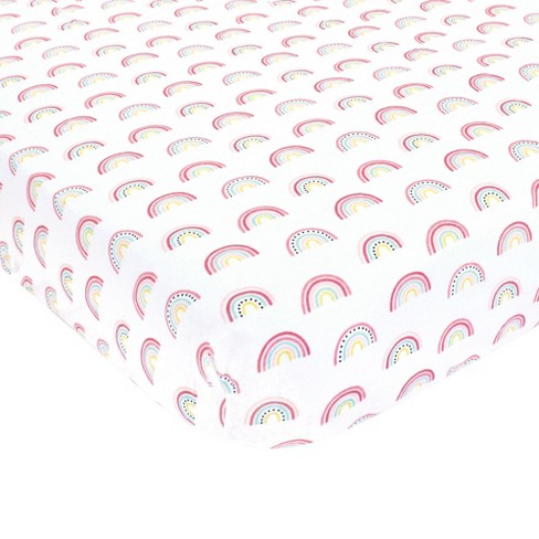 Hudson Baby Infant Girl Cotton Fitted Crib Sheet, Modern Rainbow, One Size - image 1 of 2