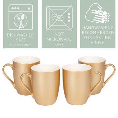 Gold Ceramic Mug with Winter Design, 12 oz