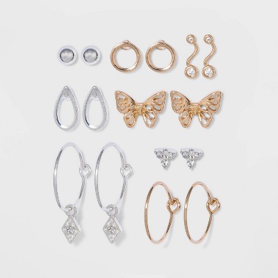 Cubic Zirconia Stud Earring Set 8pc - A New Day™