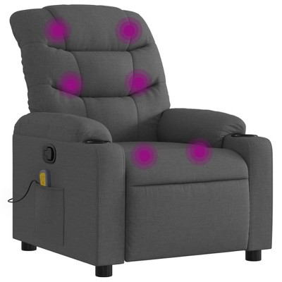 vidaXL Dark Gray Fabric Massage Recliner Chair - Manual Reclining Armchair with Vibration Massage
